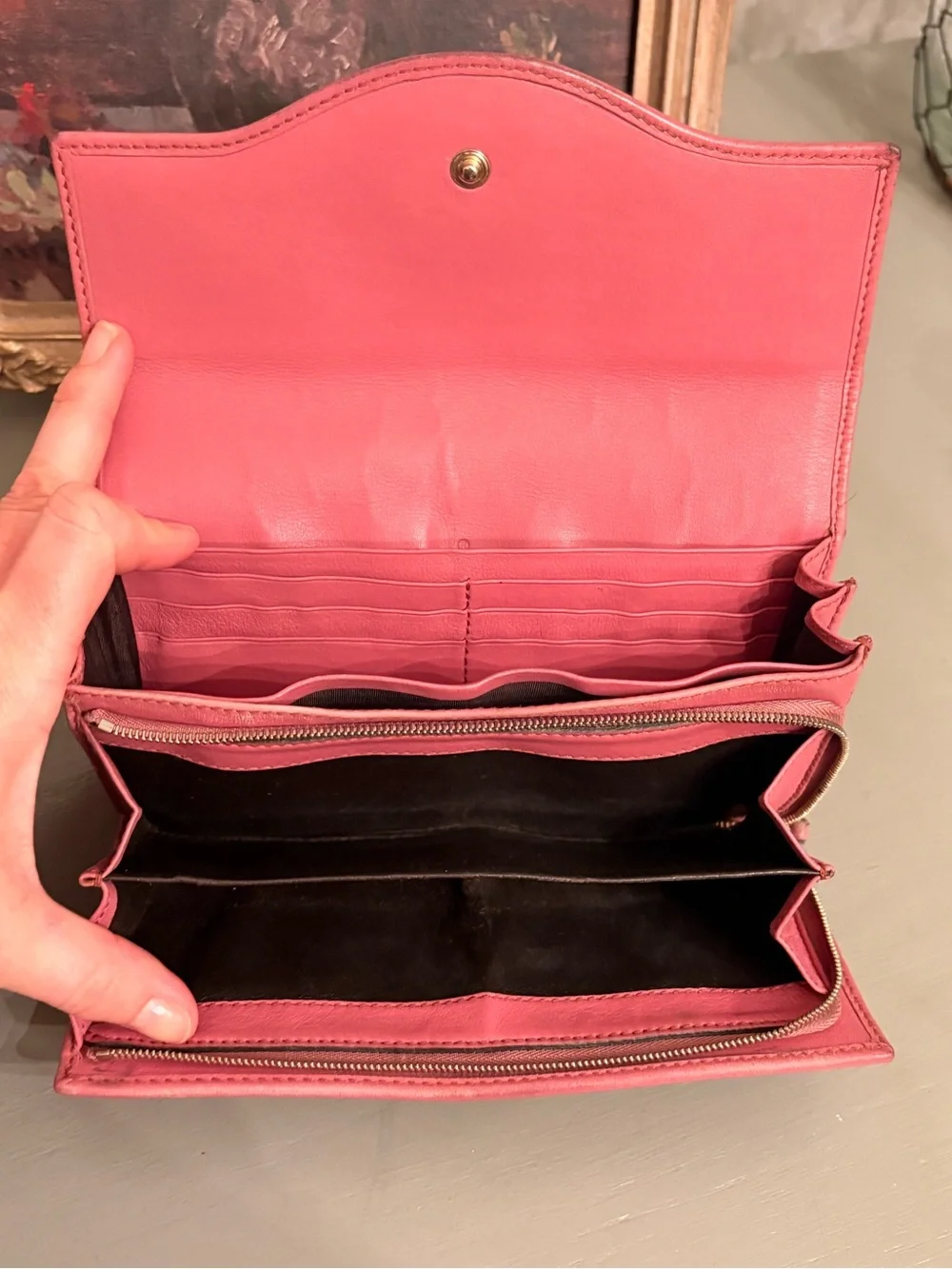 Vintage Gucci Interlocking G Canvas Continental Flap Wallet with Pink Leather - Picture 5 of 16
